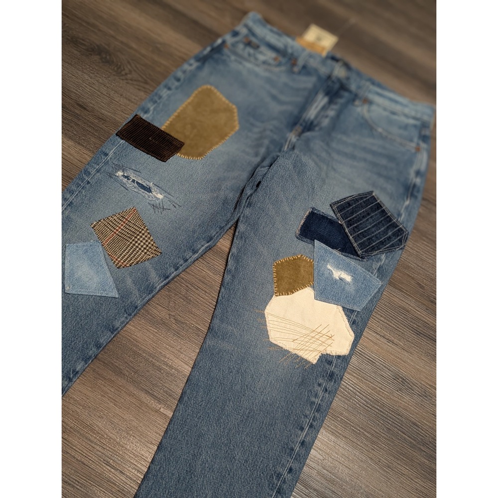 Polo Ralph Lauren Slim Boyfriend Patchwork Distressed Jeans 28 NWT Medium Wash